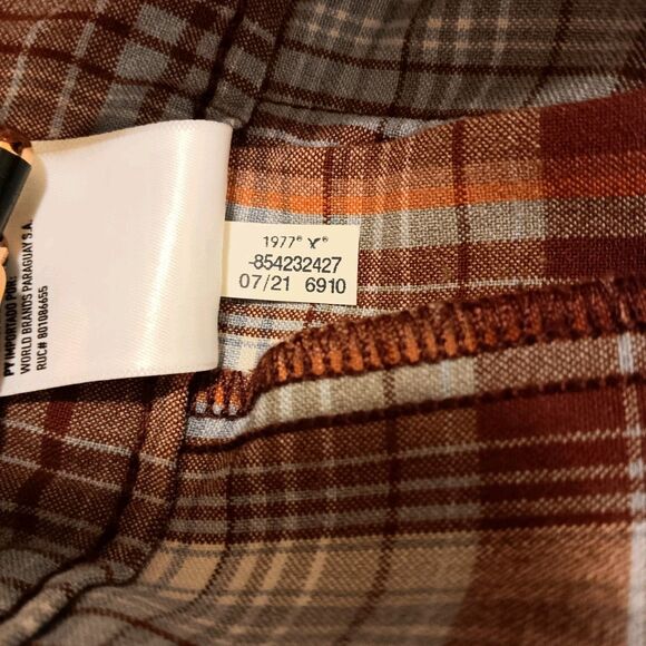 American Eagle Plaid Pleated Mini Skirt Brown Blue Rust  Y2K Sz 2 - Picture 13 of 13